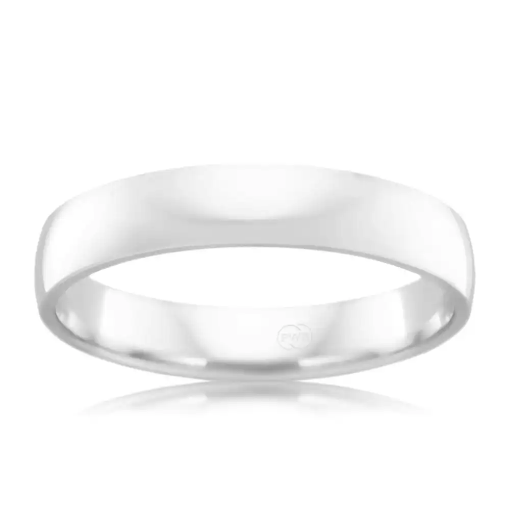9ct White Gold 4mm Crescent Ring. Size S