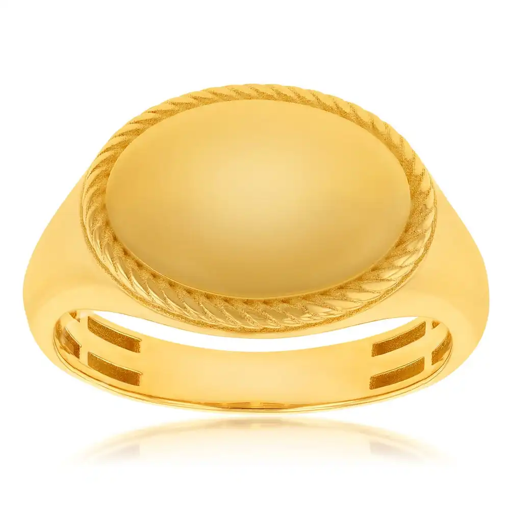 9ct Yellow Gold Oval Rope Edge Signet Ring