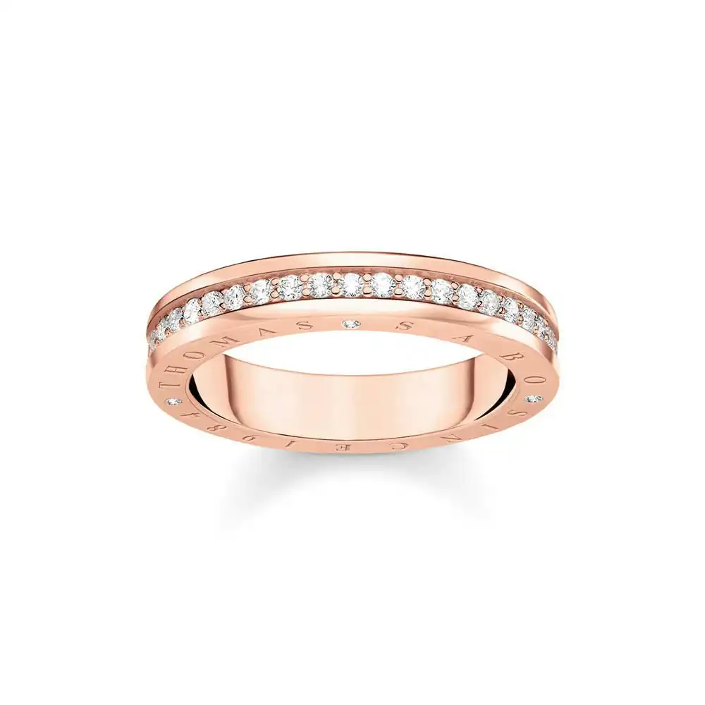 Thomas Sabo Sterling Silver Rose Gold Plated Sparkling Circles Cubic Zirconia Ring