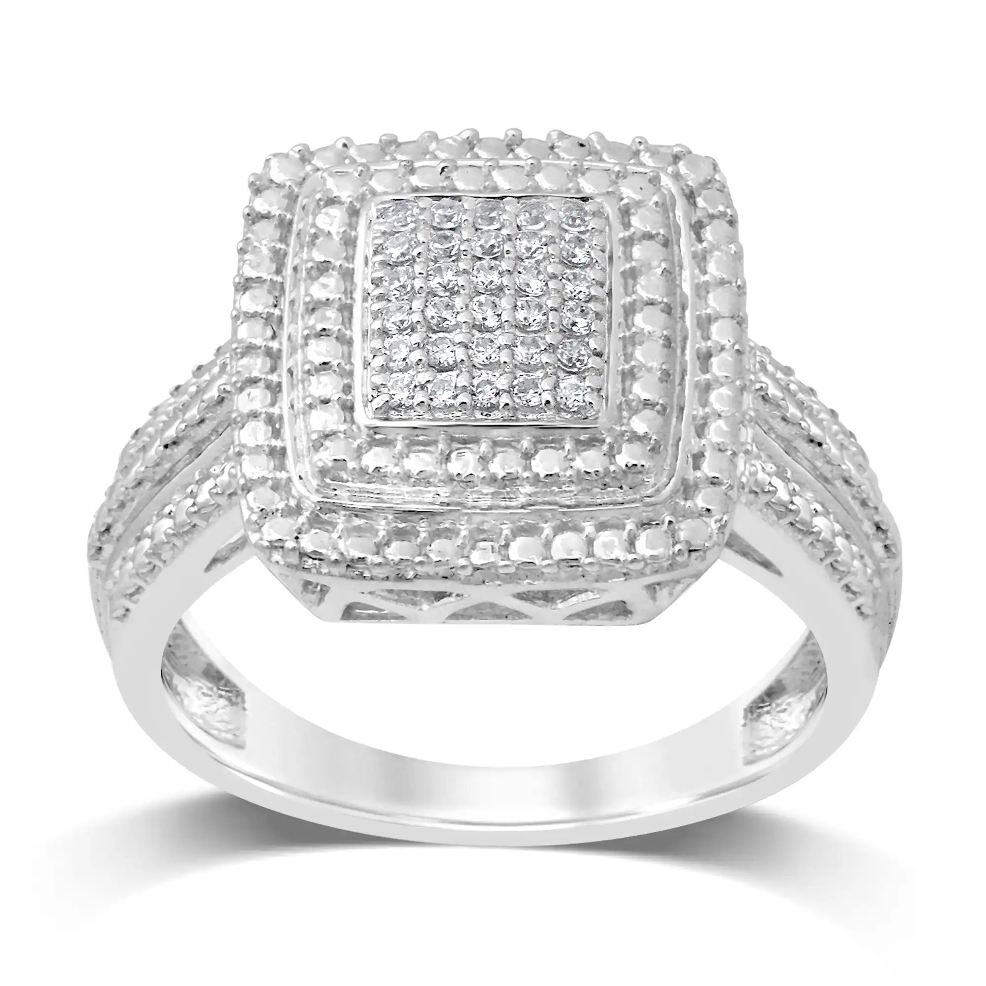 Sterling Silver 15 Points Diamond Ring