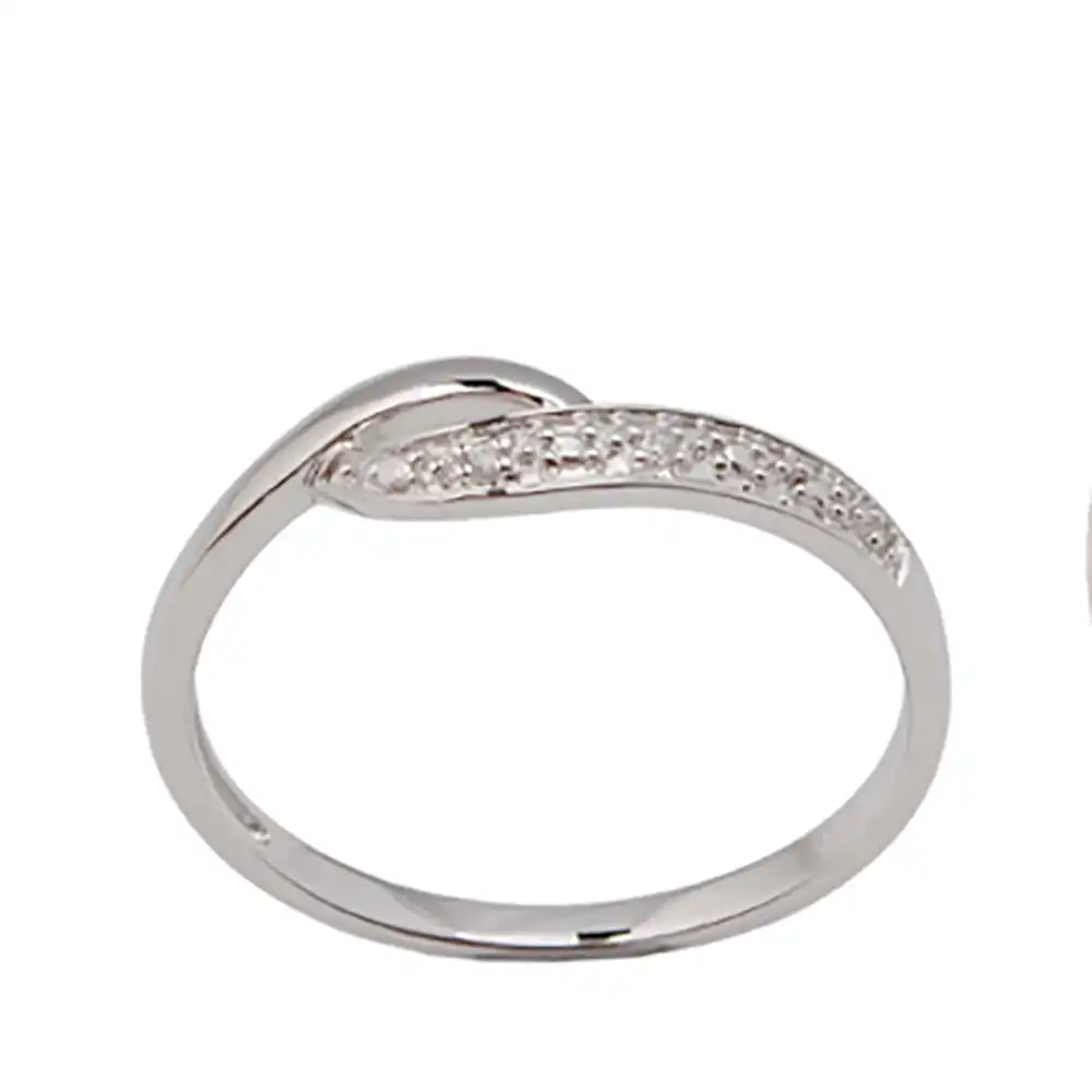 Sterling Silver 0.01 Carat Diamond Ring with 2 Brilliant Cut Diamonds