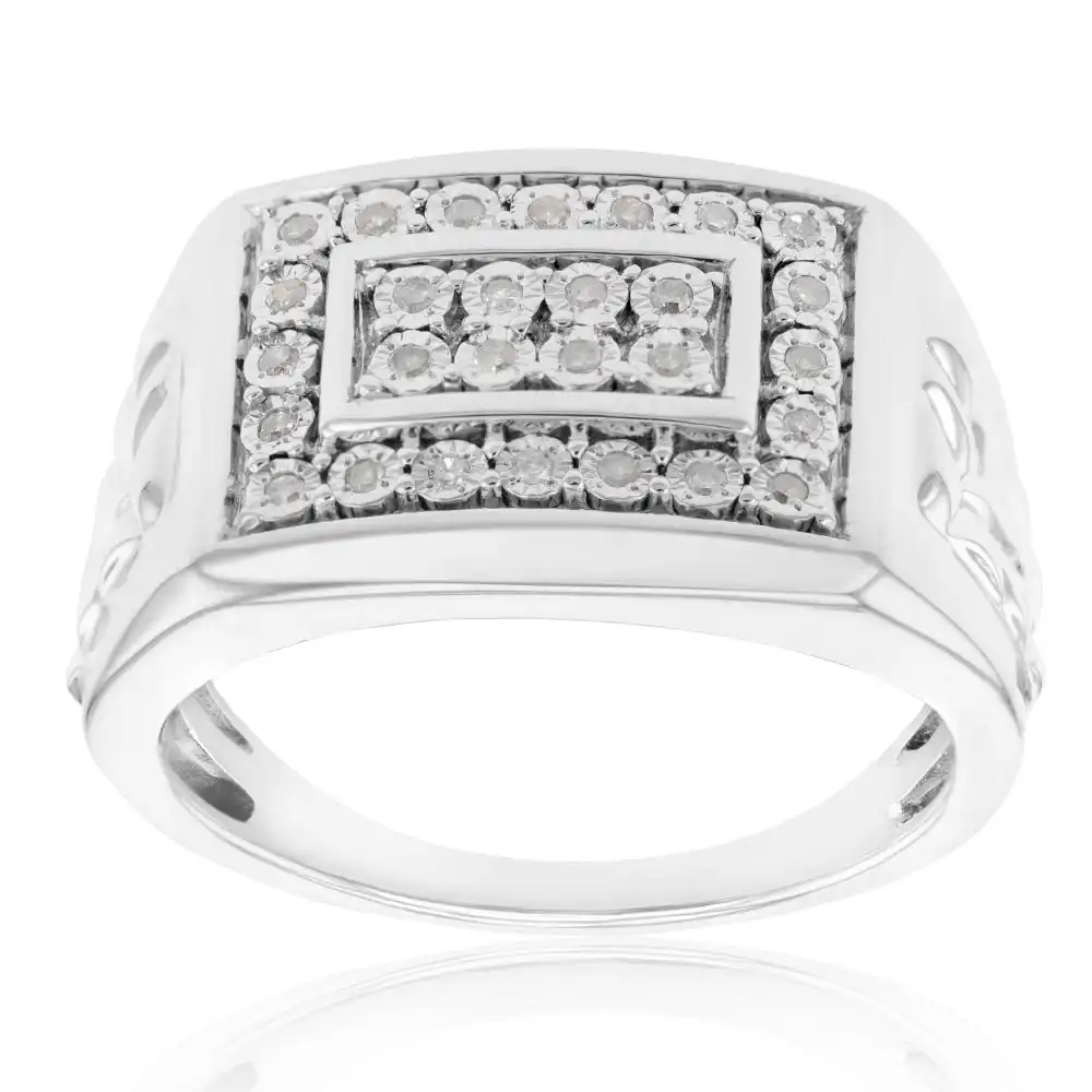 Sterling Silver 1/4 Carat Diamond Gents Ring