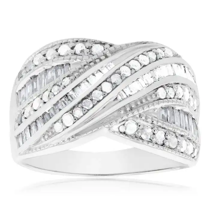 Sterling Silver 1.5 Carat Diamond Ring with Round Brilliant Cut Diamonds