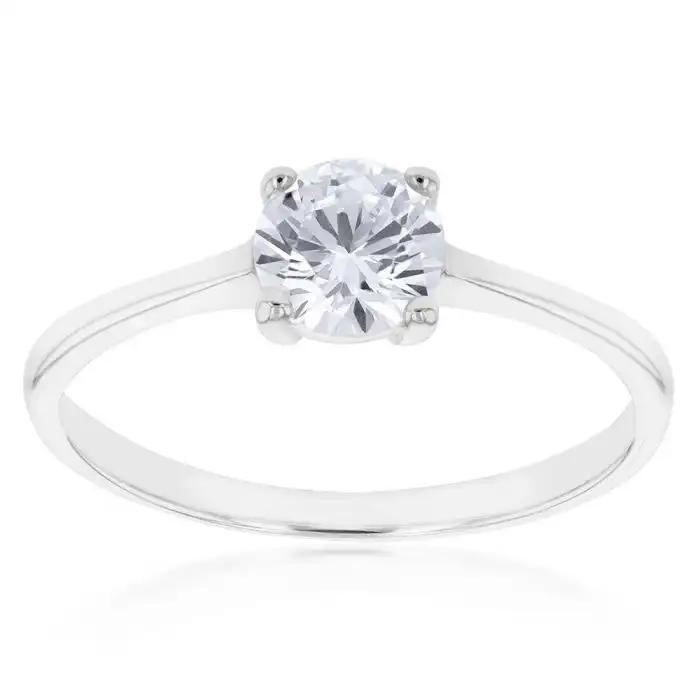 Sterling Silver 6mm 4 Claw Solitaire Zirconia Ring