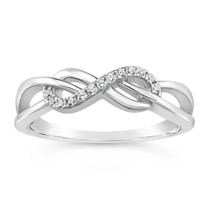 Sterling Silver Zirconia Infinity Weave Ring