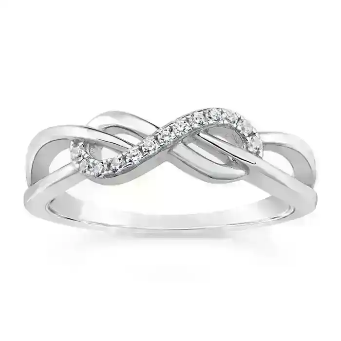 Sterling Silver Zirconia Infinity Weave Ring