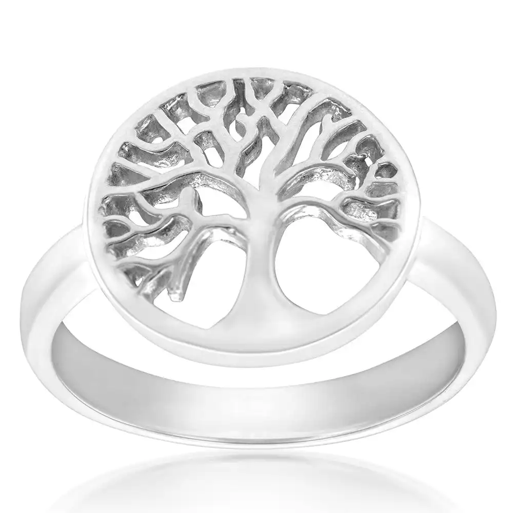 Sterling Silver Round Tree Of Life Ring