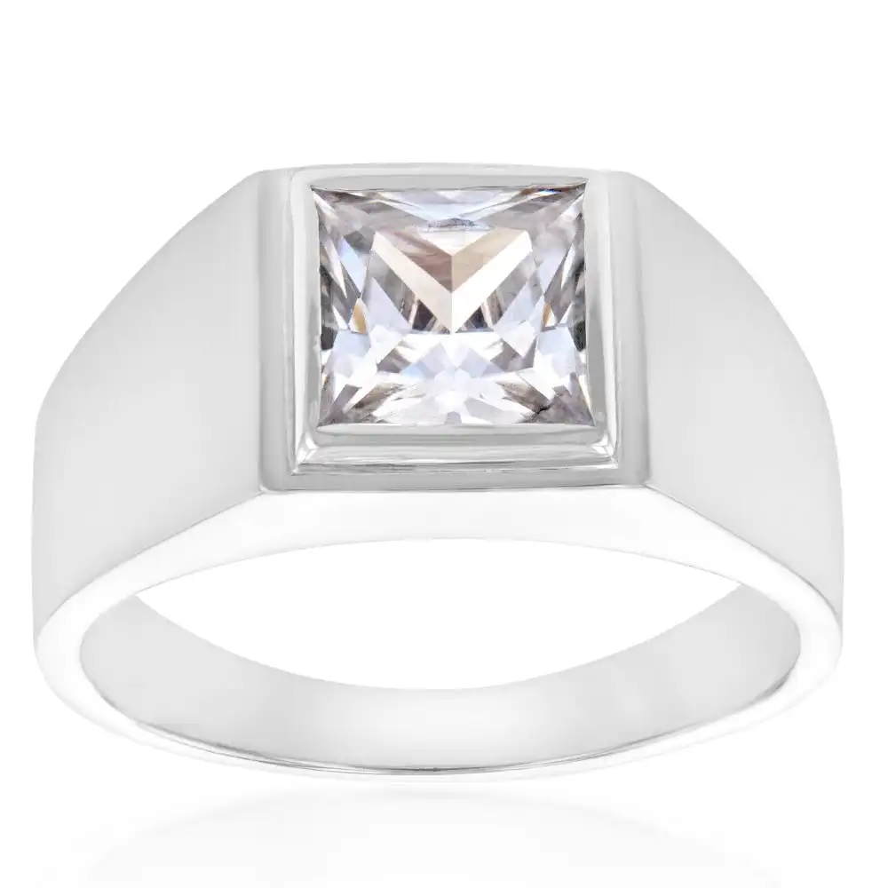 Sterling Silver Cubic Zirconia In Square Ring