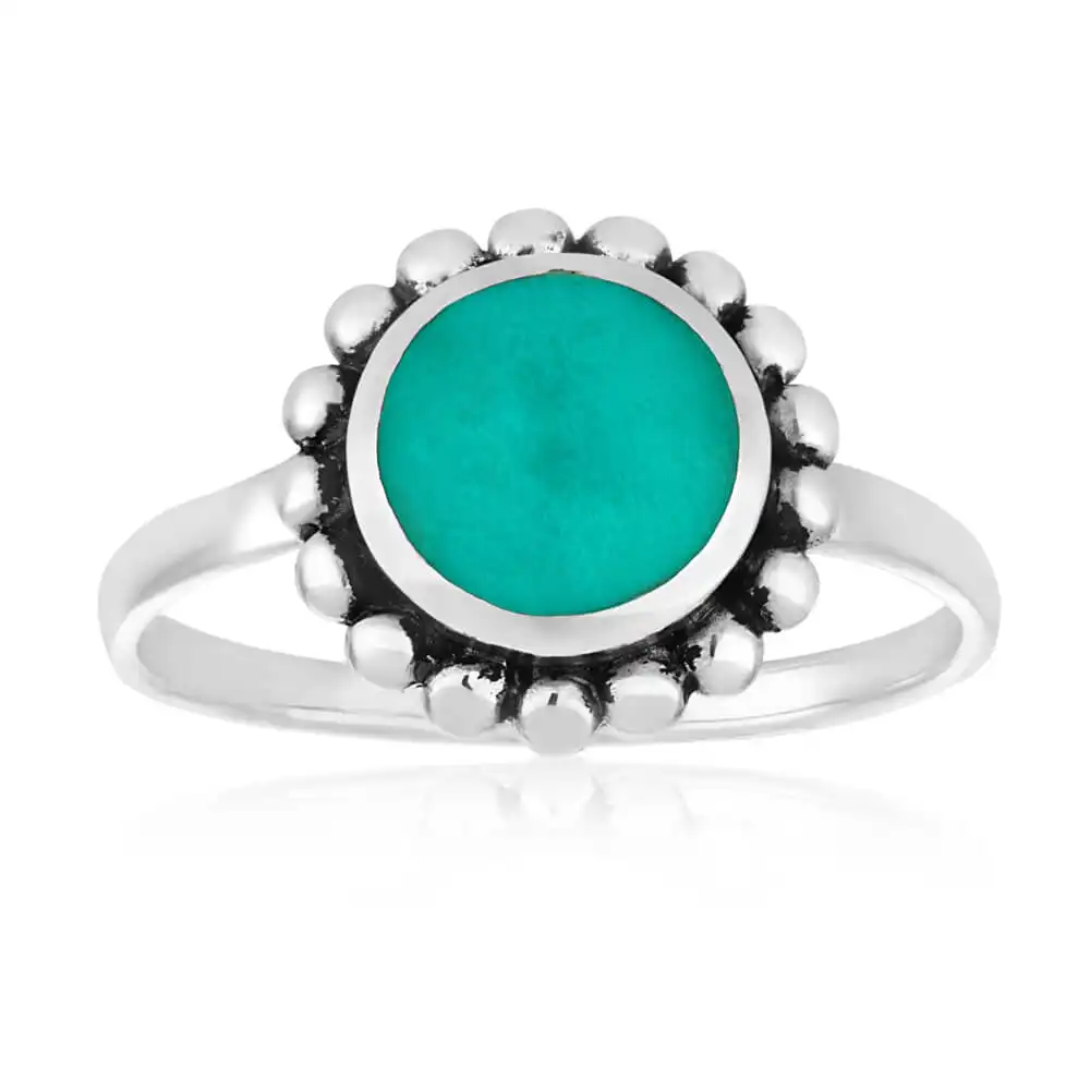 Oxidised Sterling Silver Created Turquoise Ring