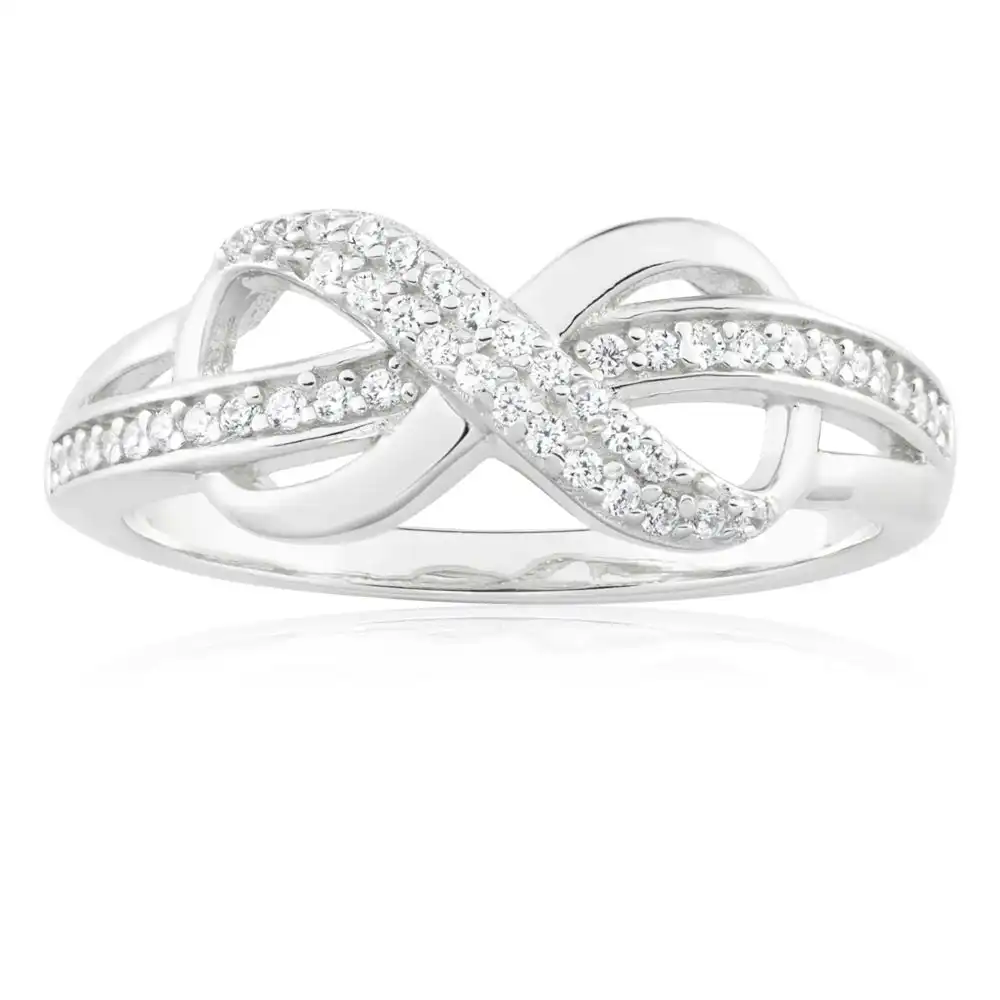 Sterling Silver Fancy Zirconia Infinity Ring
