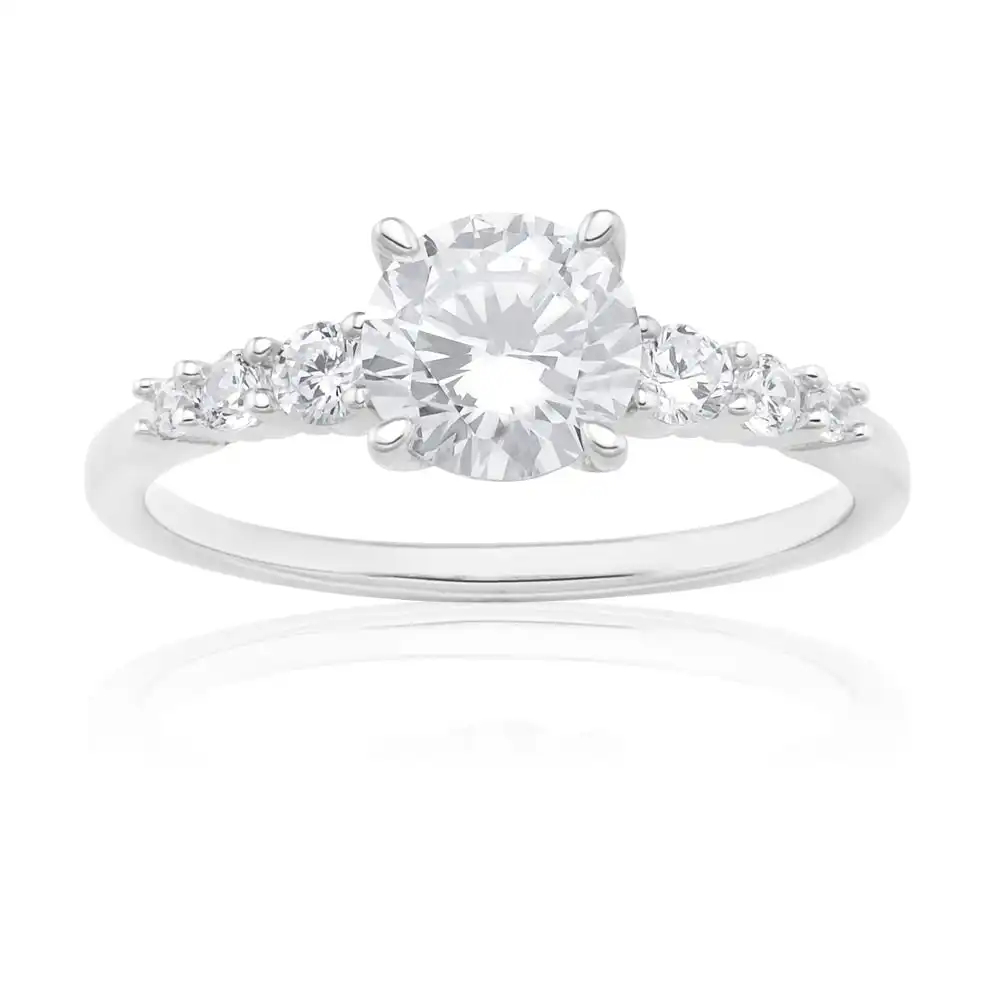 Sterling Silver Cubic Zirconia Round Ring