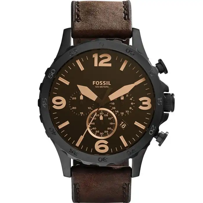 Fossil Nate JR1487 Chronograph Brown Leather Mens Watch