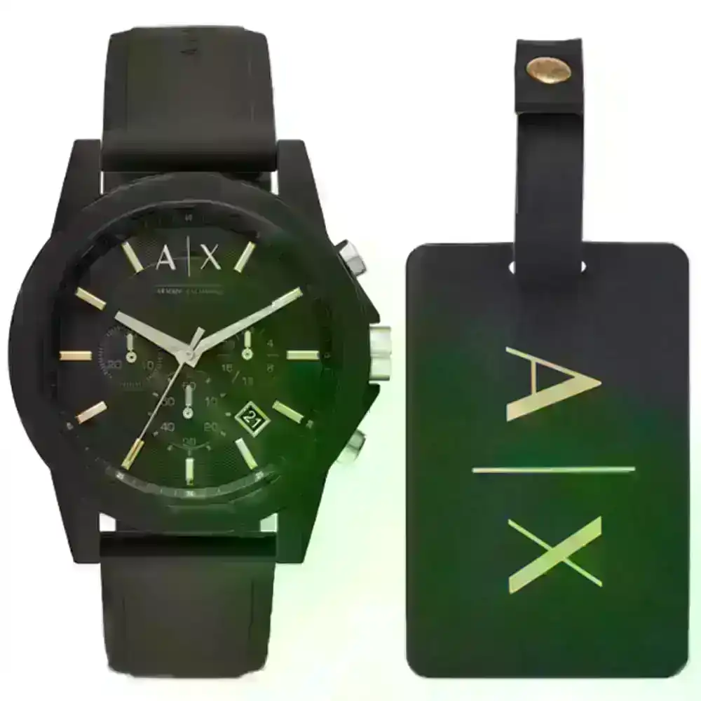 Armani Exchange AX7105 Watch & Luggage Tag Gift Set