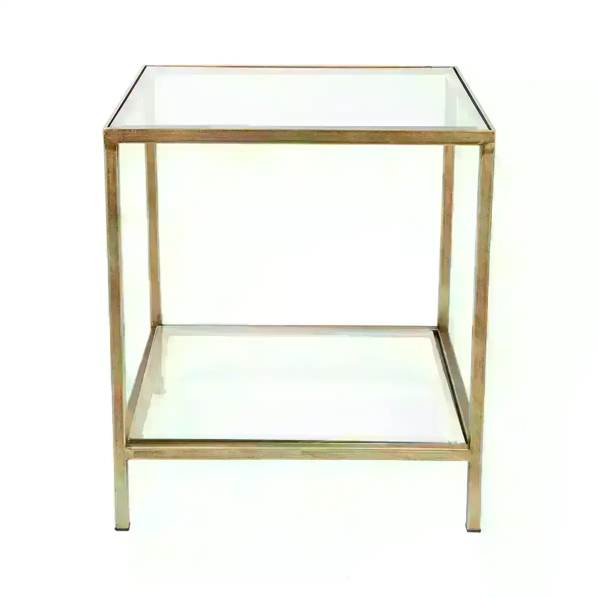 Cocktail Glass Square Side Table - Antique Gold