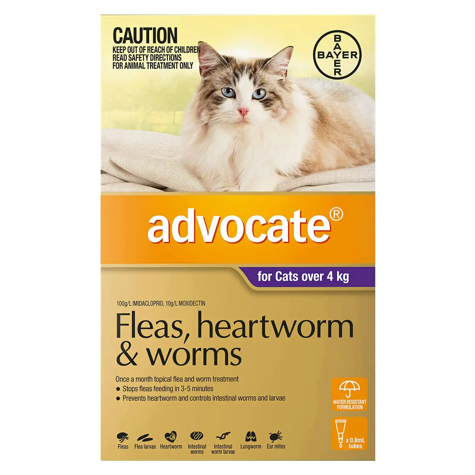 Advocate for Cats For Cats Over 4Kg (Purple) 12 Pipettes