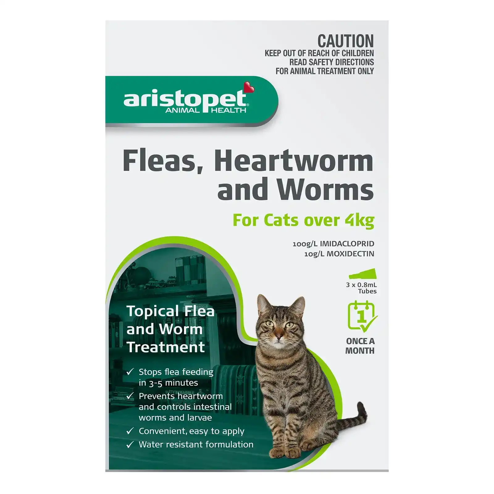 Aristopet Spot-On Treatment for Cats Over 4 Kg (GREEN) 3 Pack