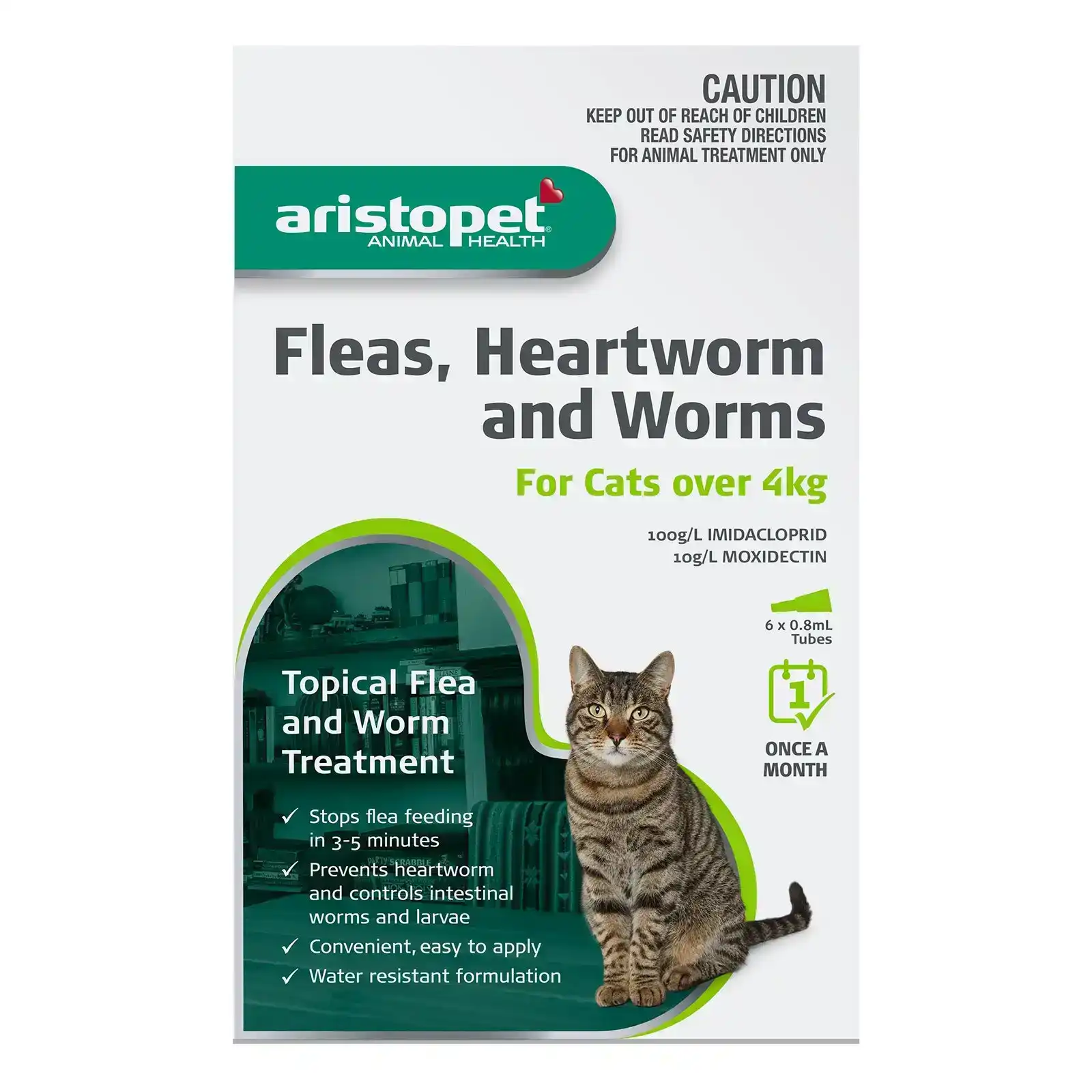 Aristopet Spot-On Treatment for Cats Over 4 Kg (GREEN) 6 Pack