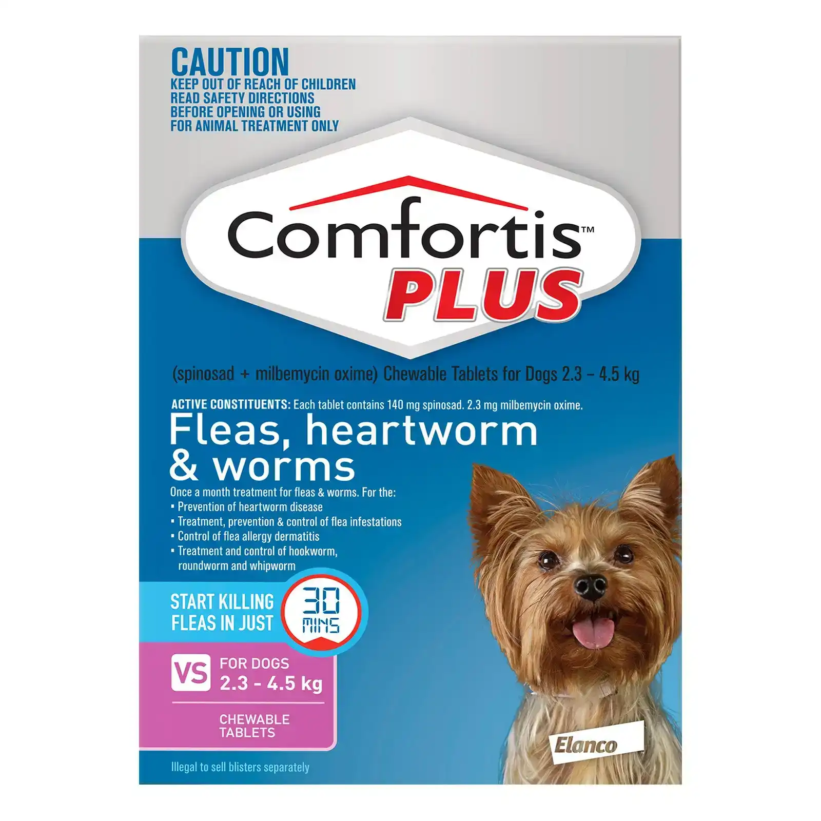 Comfortis Plus For Dogs 2.3 - 4.5 Kg (Pink) 6 Chews