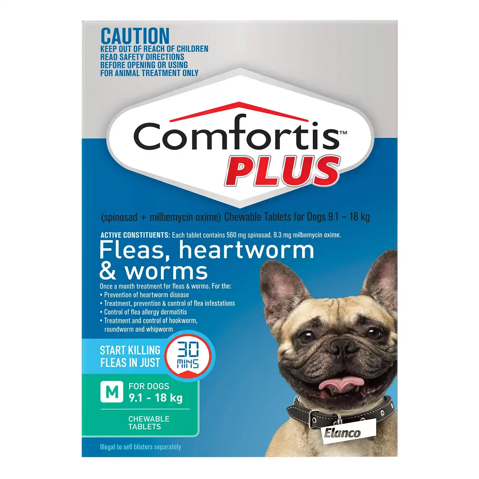 Comfortis Plus For Dogs 9.1 - 18 Kg (Green) 12 Chews