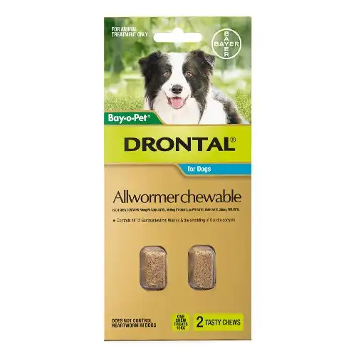 Drontal Allwormer Chewables For Dogs Up To 10Kg (AQUA) 2 Chews