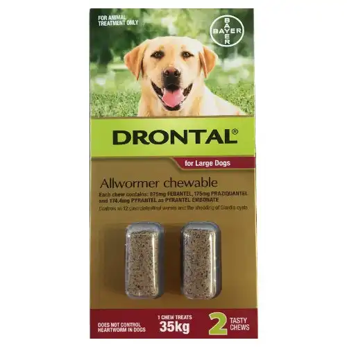 Drontal Allwormer Chewables For Dogs Up To 35Kg (RED) 2 Chews