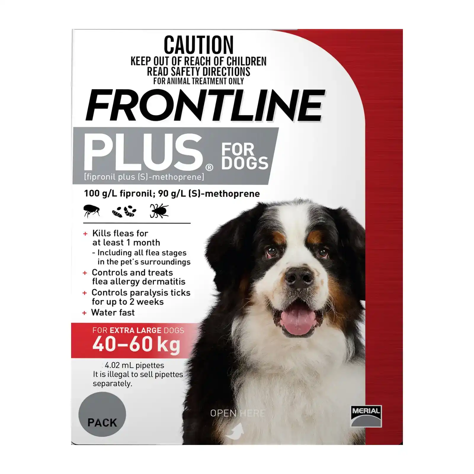 Frontline Plus For Extra Large Dogs 40 To 60Kg (Red) 12 Pipettes