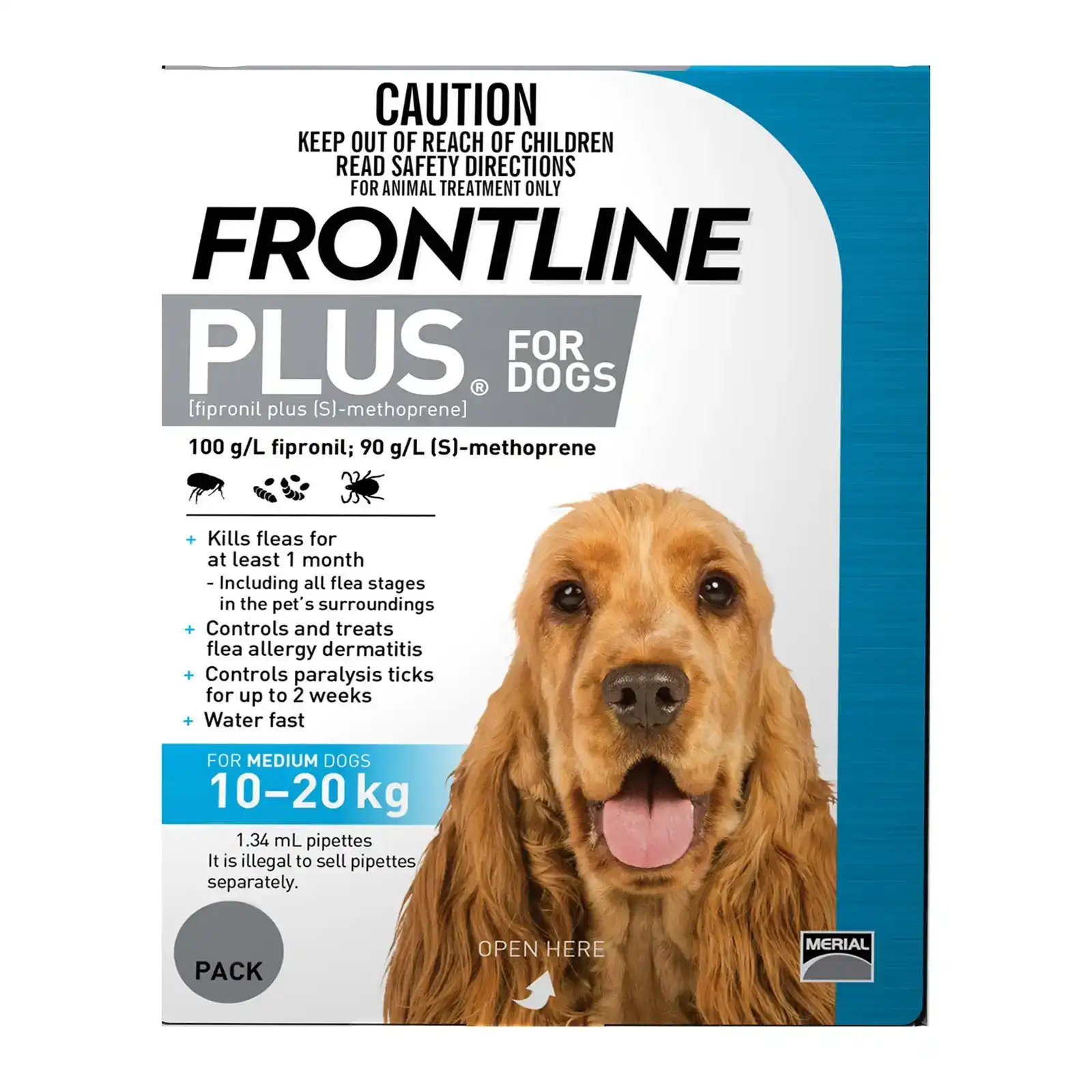 Frontline Plus For Medium Dogs 10 To 20Kg (Blue) 6 Pipettes