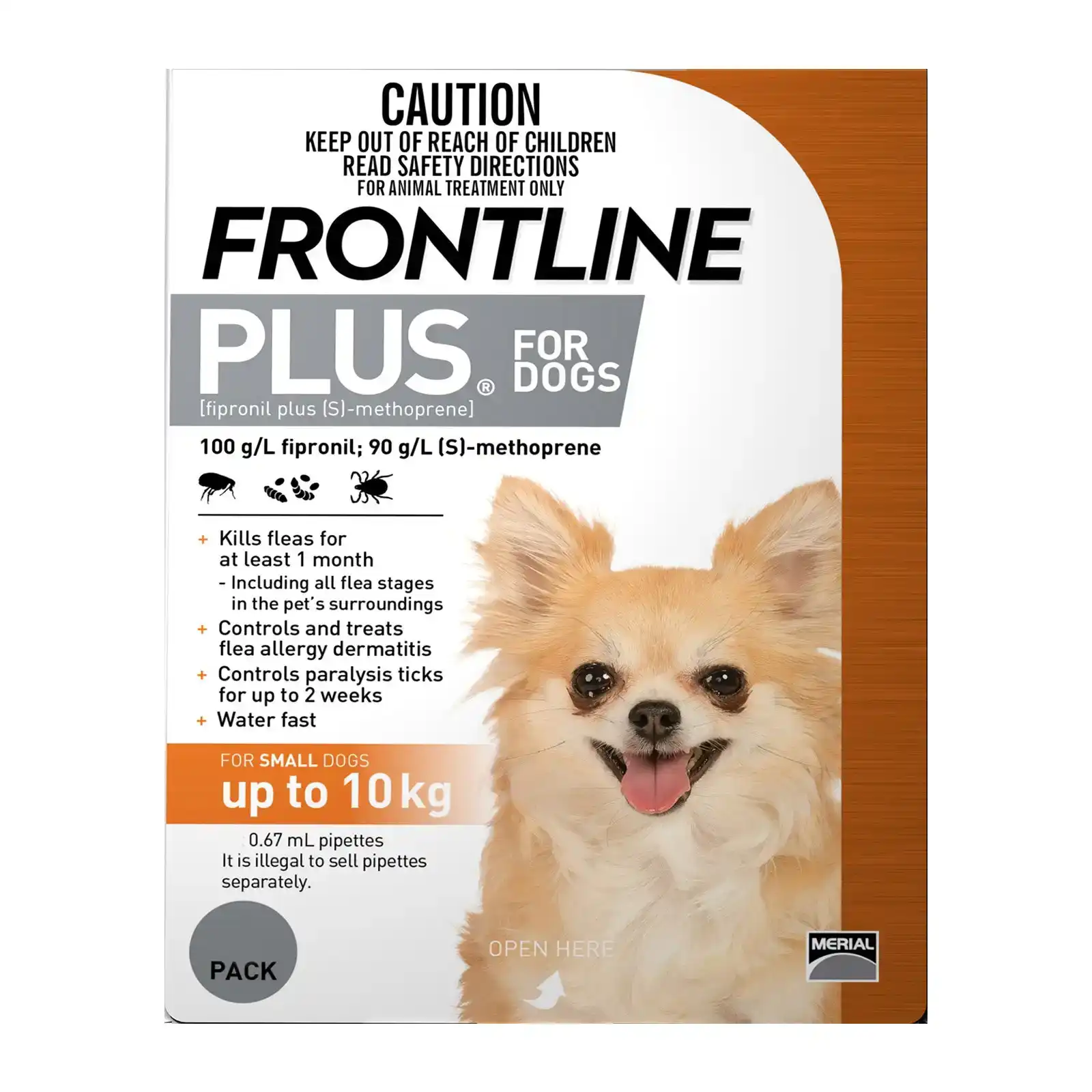 Frontline Plus For Small Dogs Up To 10Kg (Orange) 12 Pipettes