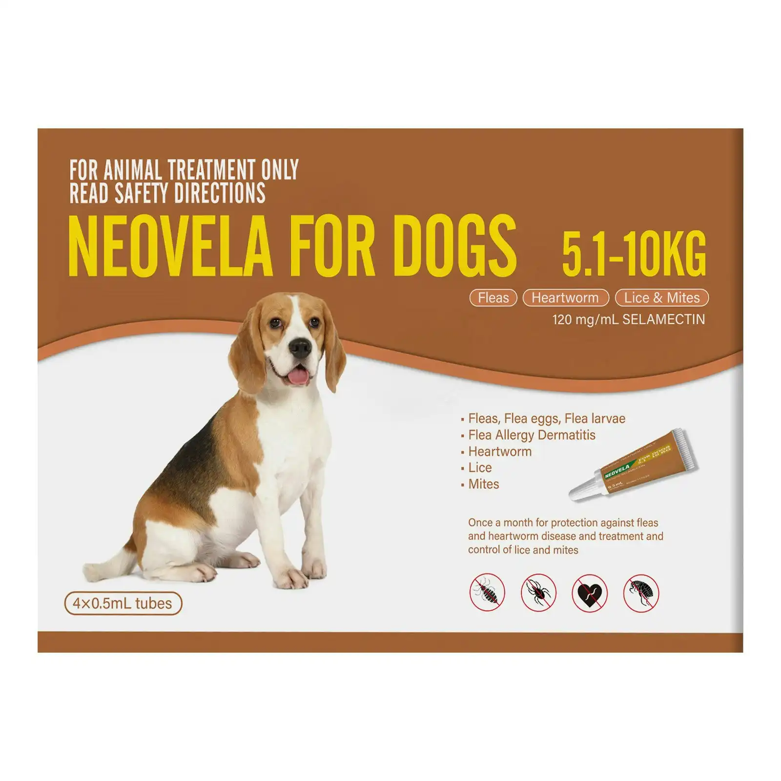 Neovela for Small Dogs 5.1 to 10 Kg (BROWN) 4 Pack