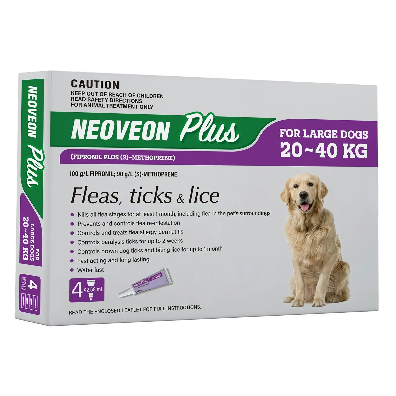 Neoveon Plus For Large Dogs 20 to 40 Kg (PURPLE) 4 Pipettes