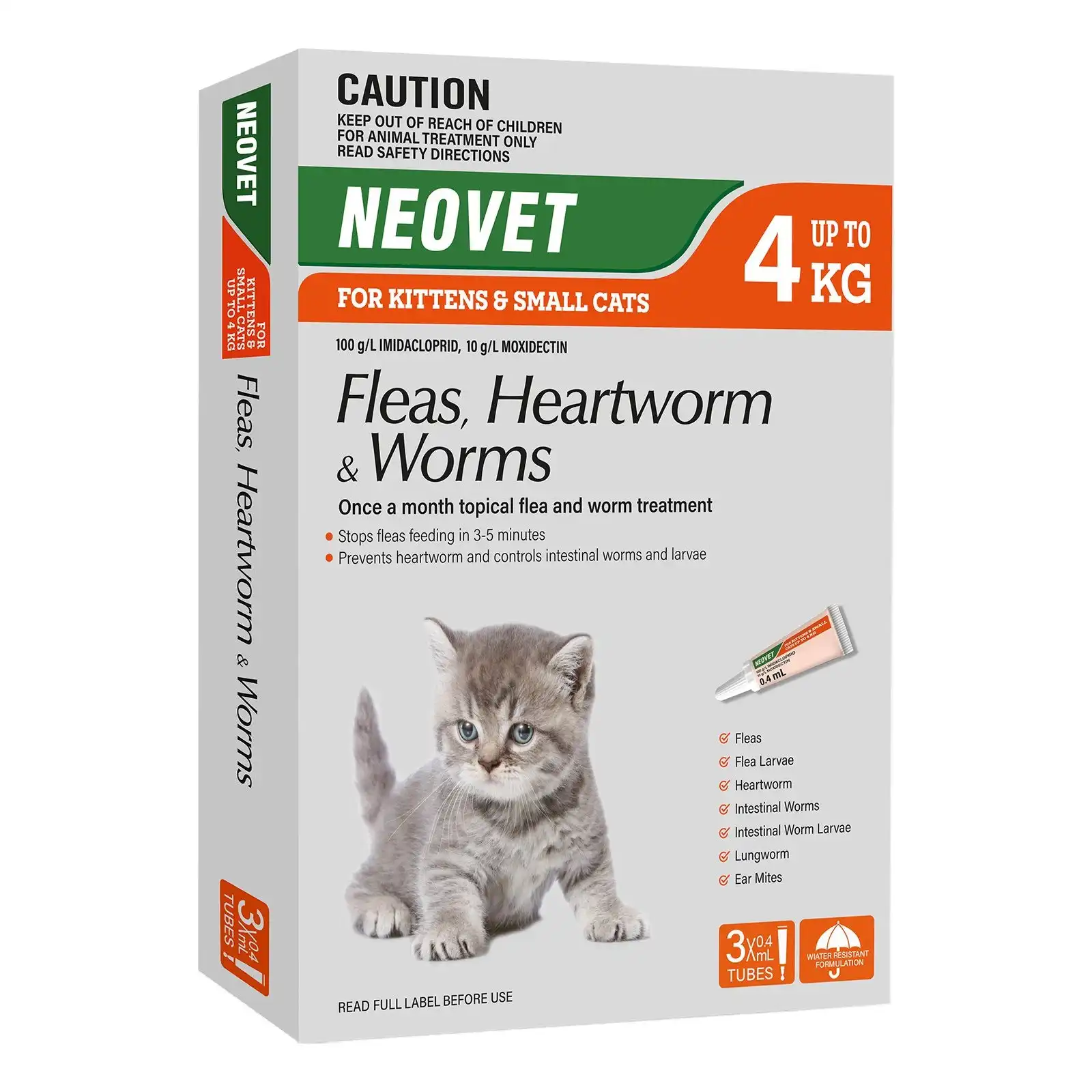 Neovet - Generic Advocate for Kittens and Small Cats Up To 4 Kg (ORANGE) 3 Pack