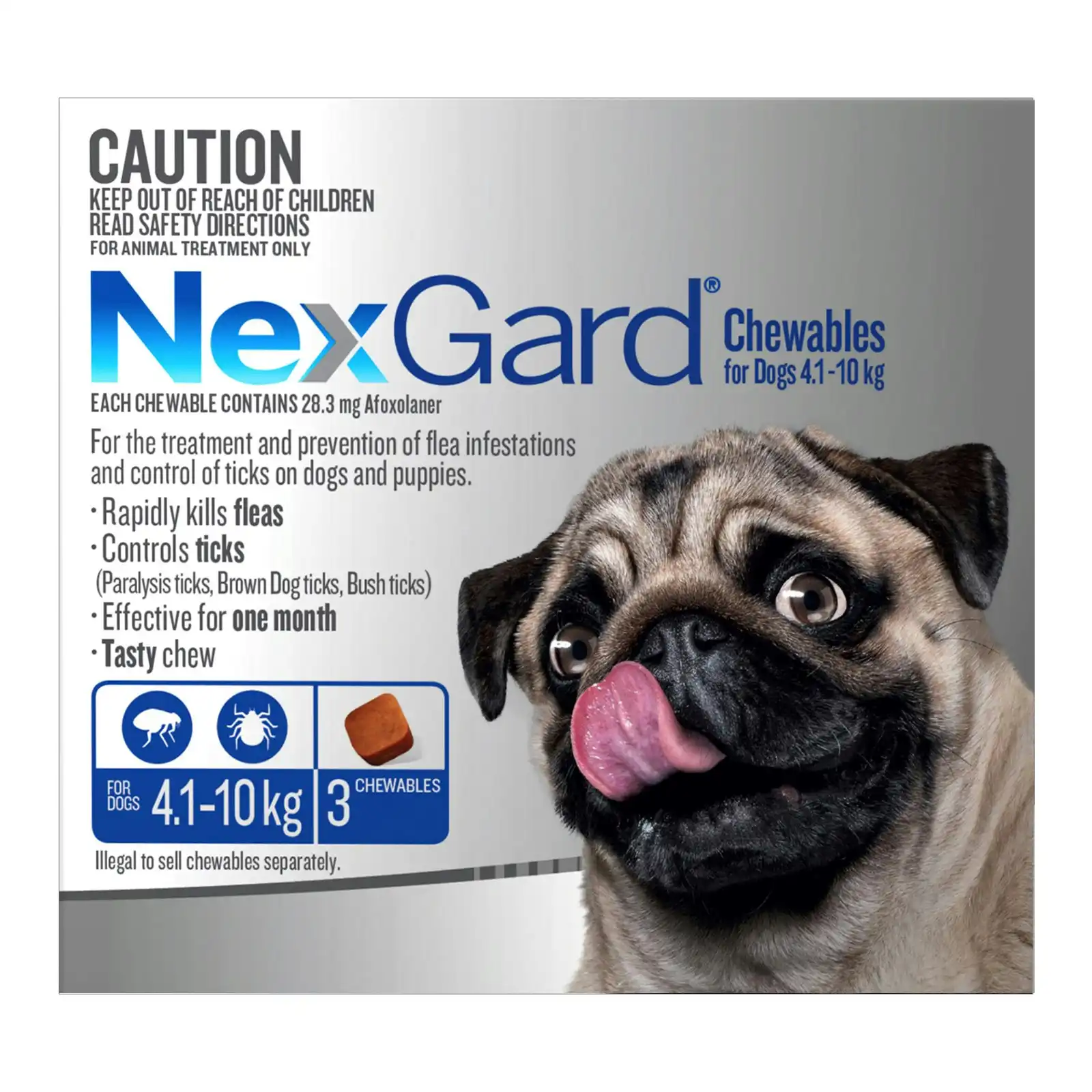 Nexgard Chewables For Dogs 4.1 - 10 Kg (Blue) 3 Chews