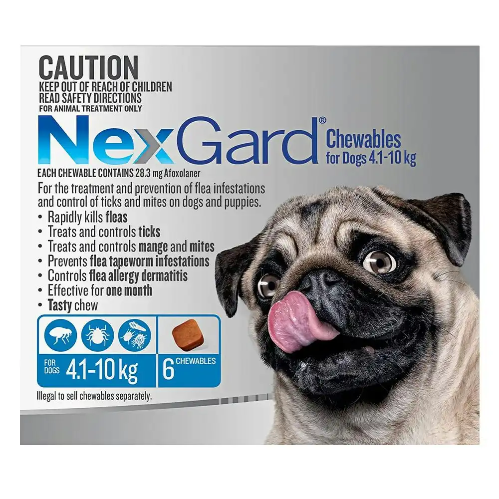 Nexgard Chewables For Dogs 4.1 - 10 Kg (Blue) 6 Chews