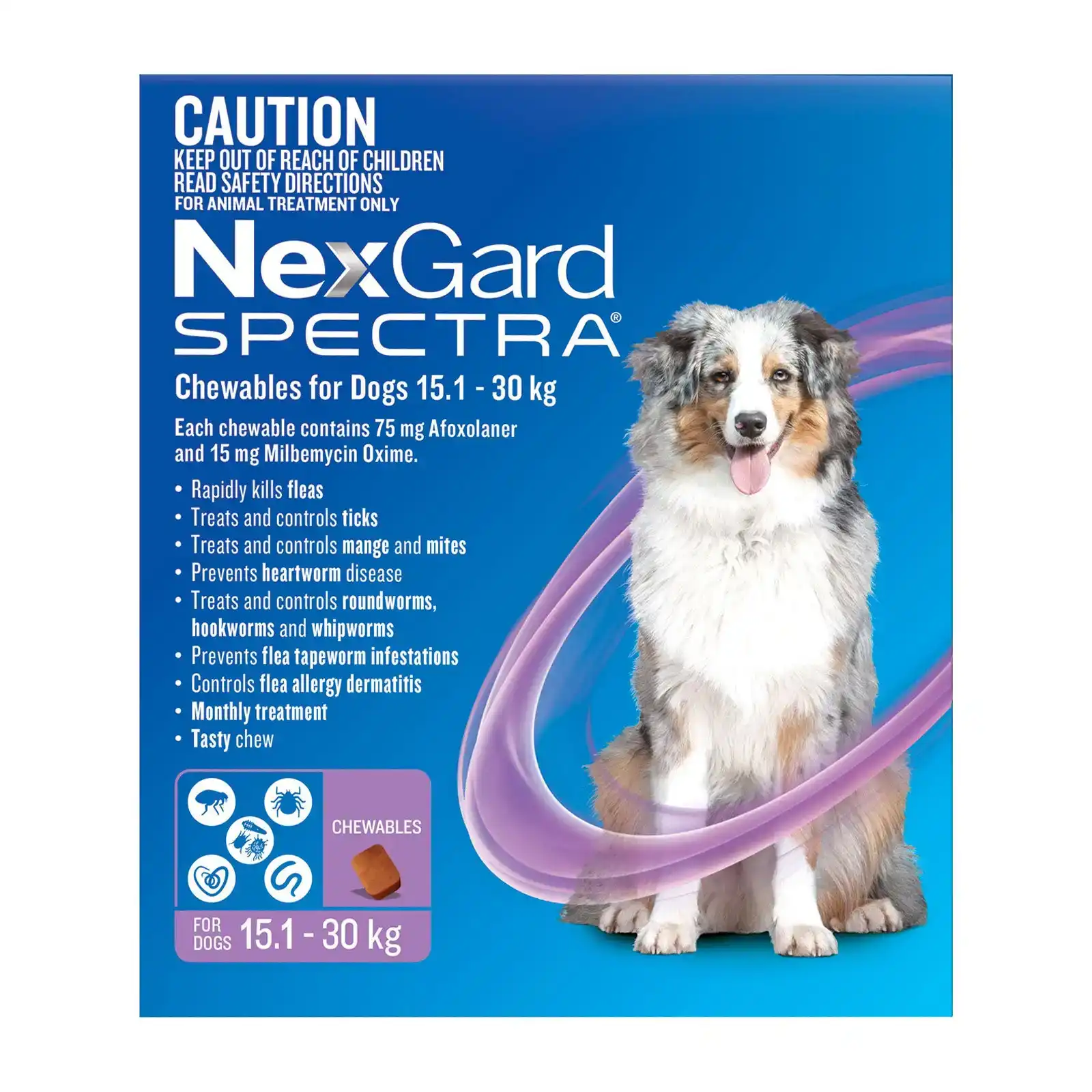 Nexgard Spectra for Large Dogs 15.1 to 30 Kg (Purple) 3 Chews