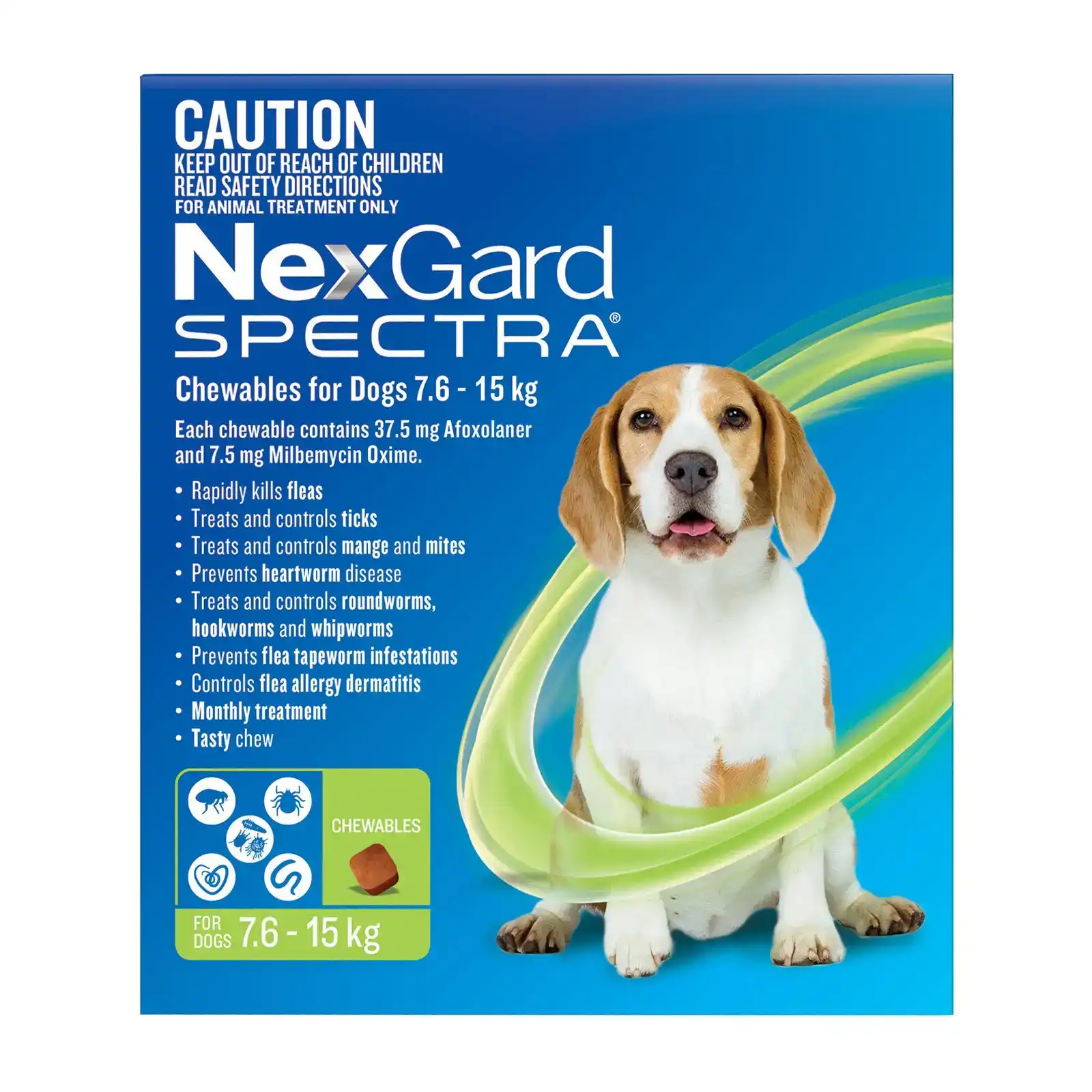 Nexgard Spectra for Medium Dogs 7.6 to 15 Kg (Green) 3 Chews