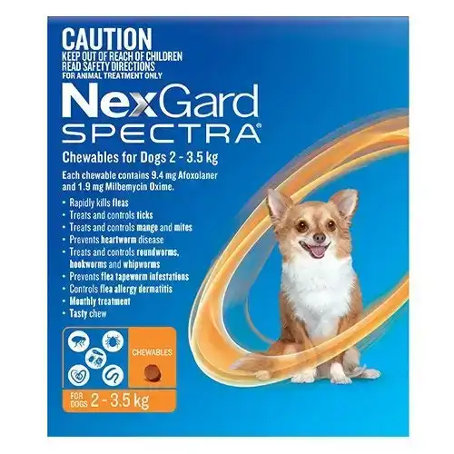 Nexgard Spectra for Very Small Dogs 2 to 3.5 Kg (Orange) 3 Chews
