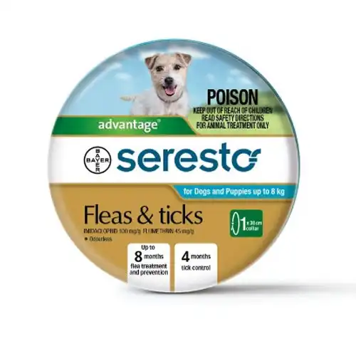 Seresto flea and tick collar for dogs Under 8 Kg 2 Pieces BLUE