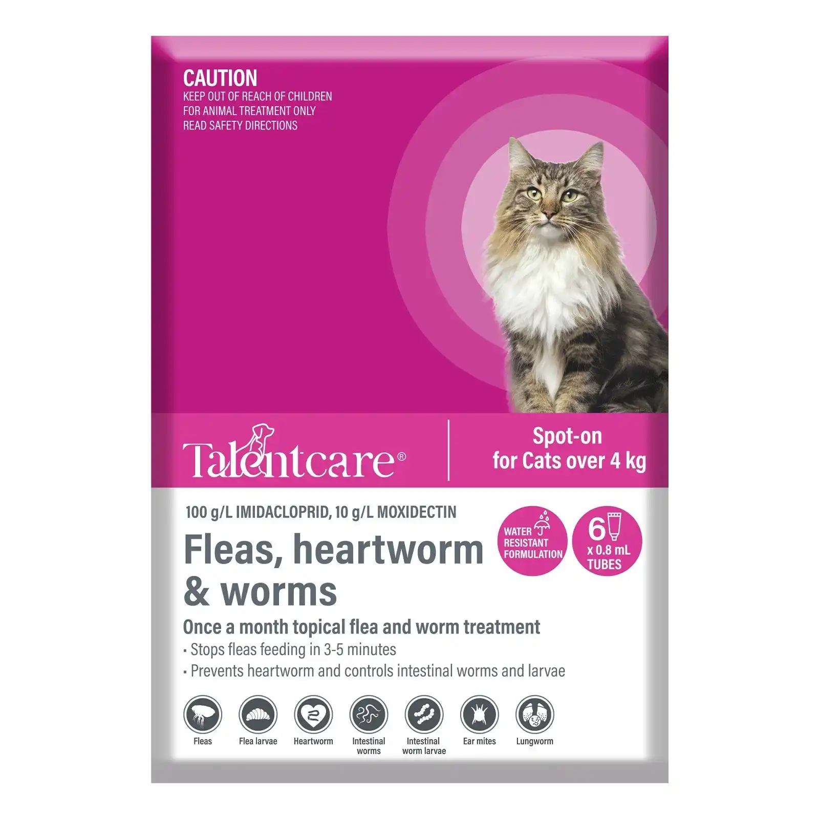 Talentcare Spot On For Cats Over 4 Kg (PINK) 6 Pack