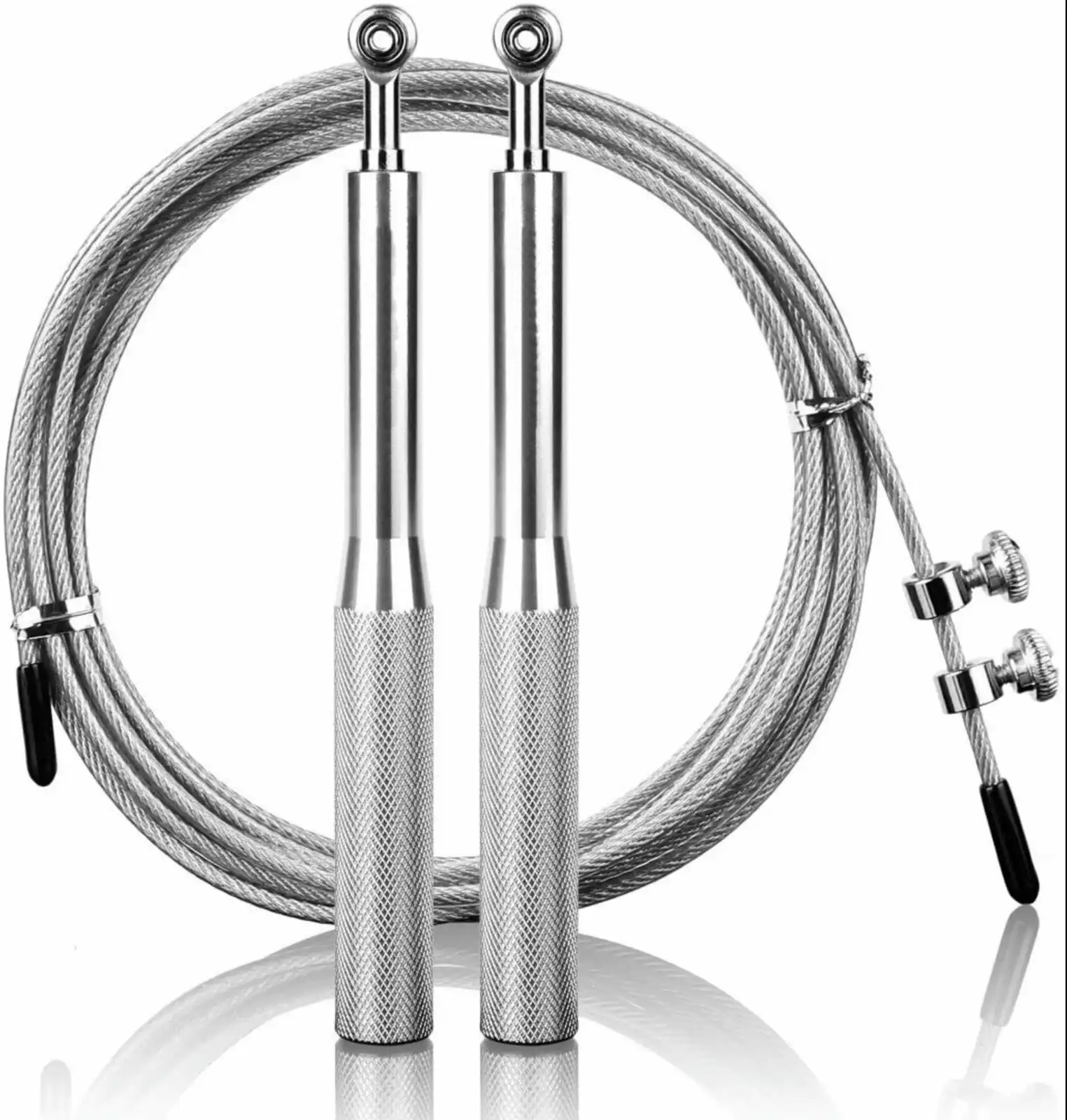 TODO Speed Ball Bearing Jump Rope w/ Anti Slip Handles Fitness Workout Exercise Boxing - Silver