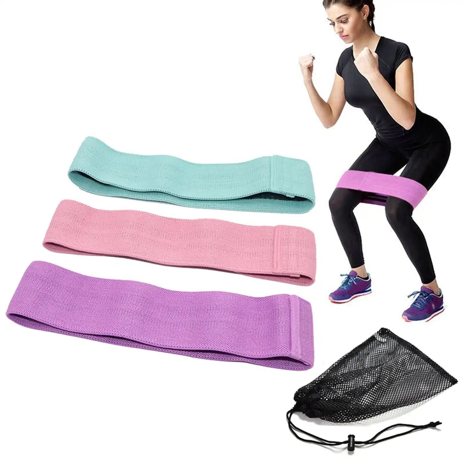 TODO 3 pcs Hip Loop Exercise Resistance Band Booty Legs Trainer 3 Resistance Levels