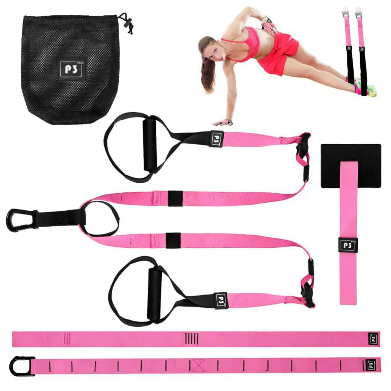 Resistance Trainer Band Set Muscle Training Suspension Band Belt Boxing Pilates Home Gym Fitness P3 Pro