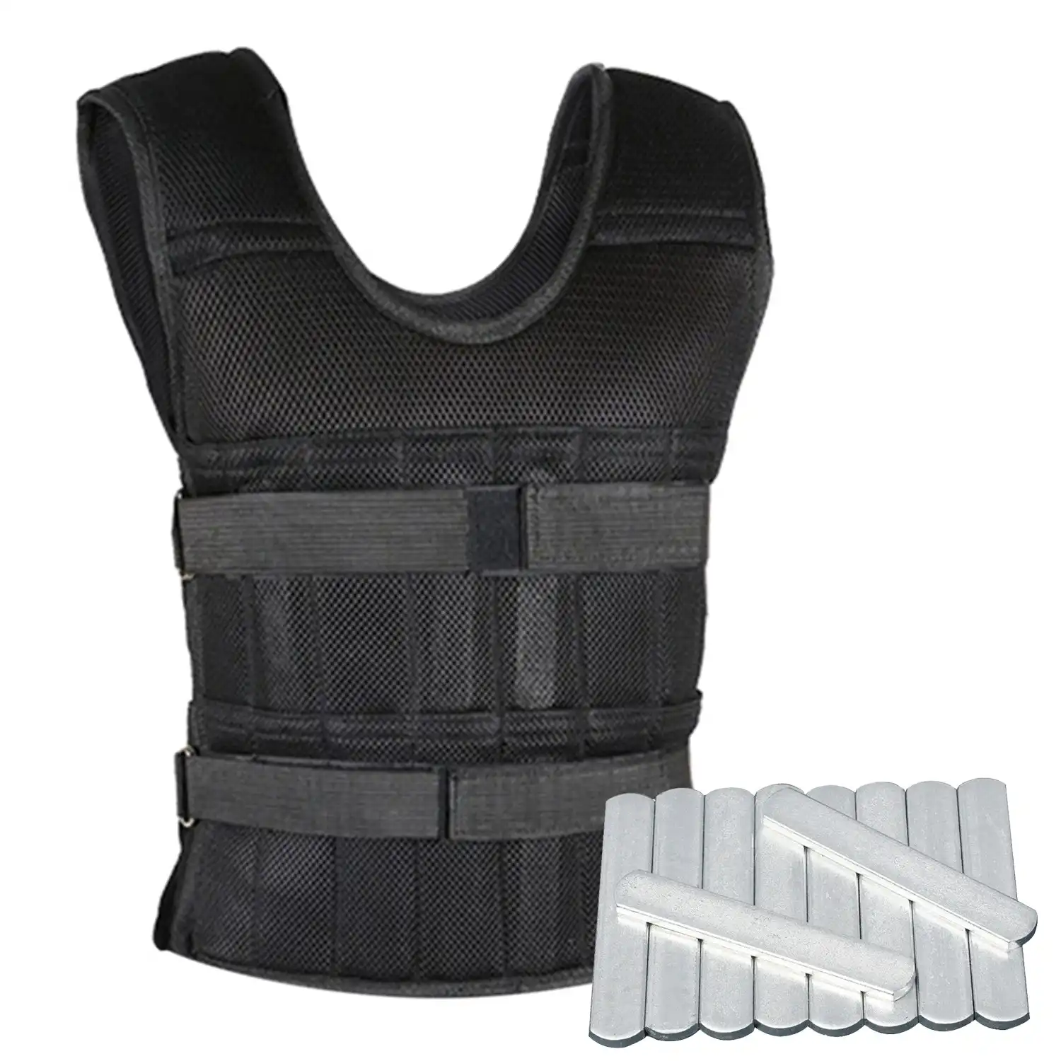 30kg Steel Plate Weight Vest Weighted Resistance Training Load Bearing Running Gym
