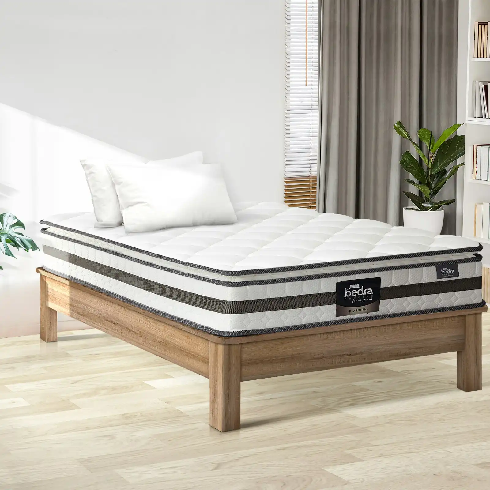 Bedra King Single Mattress Pillow Top Bed Bonnell Spring Foam 21cm