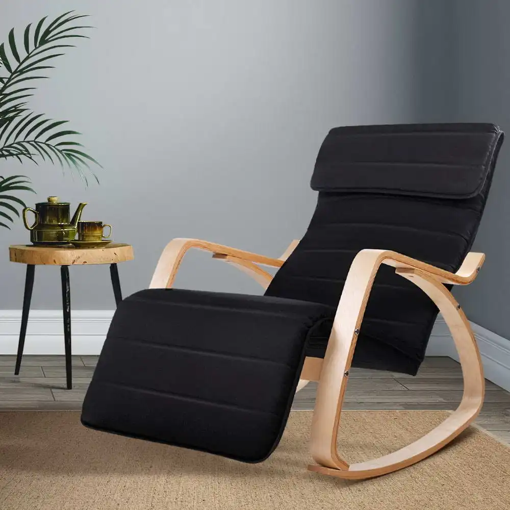 Artiss Armchair Rocking Chair Adjustable - Black