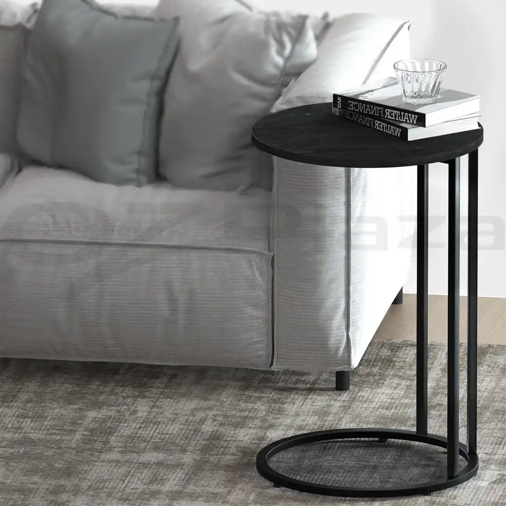 Artiss Coffee Table Round Side Table Black 40CM