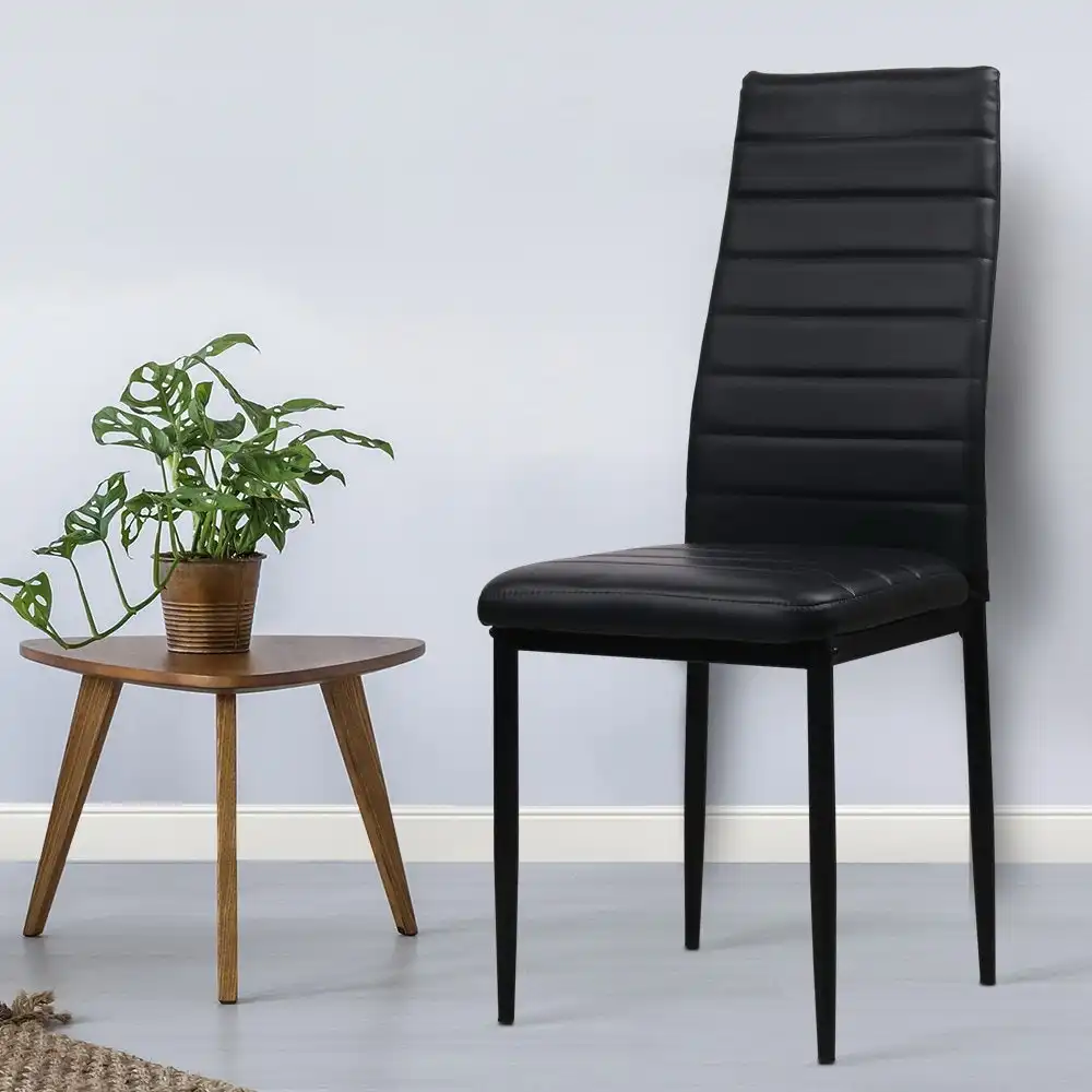 Artiss Dining Chairs Set Of 4 Black Leather