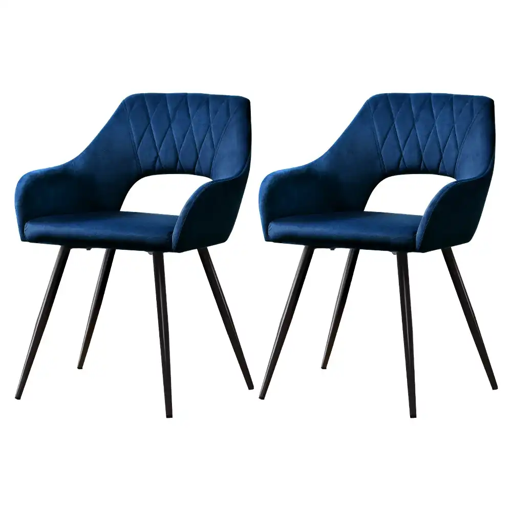 Artiss Dining Chairs Upholstered Velvet Set of 2 Blue Caitlee