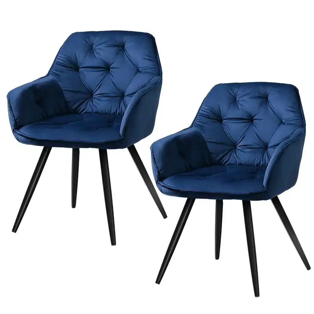 Artiss Dining Chairs Upholstered Velvet Set of 2 Blue Calivia