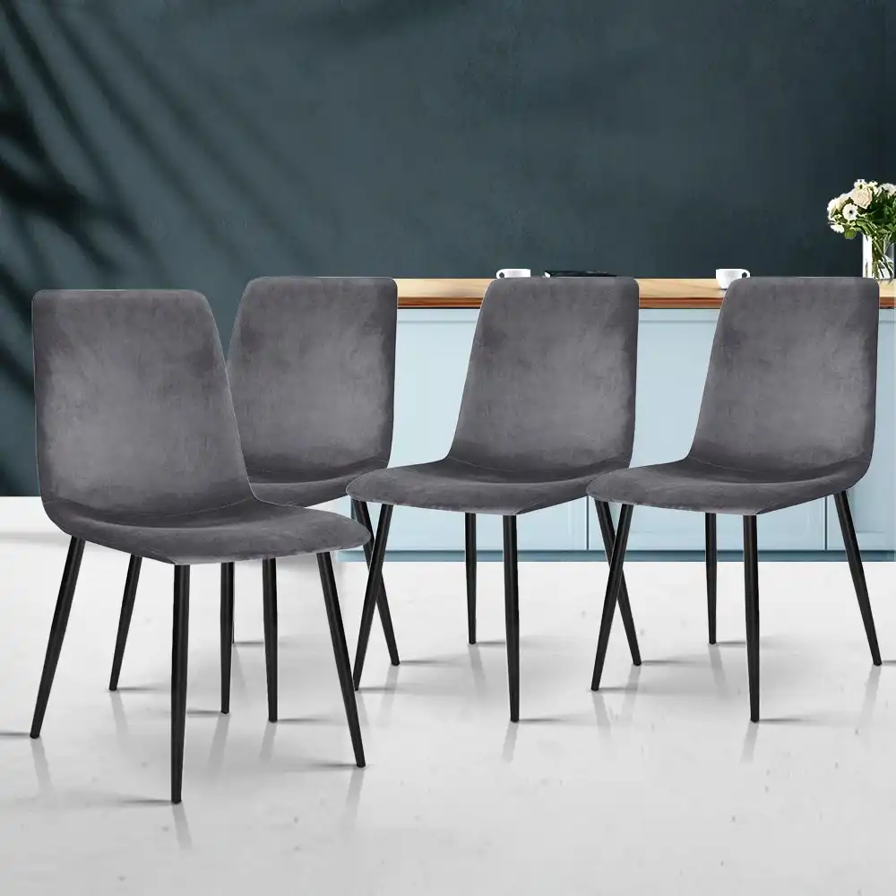 Artiss Dining Chairs Velvet Grey Set Of 4