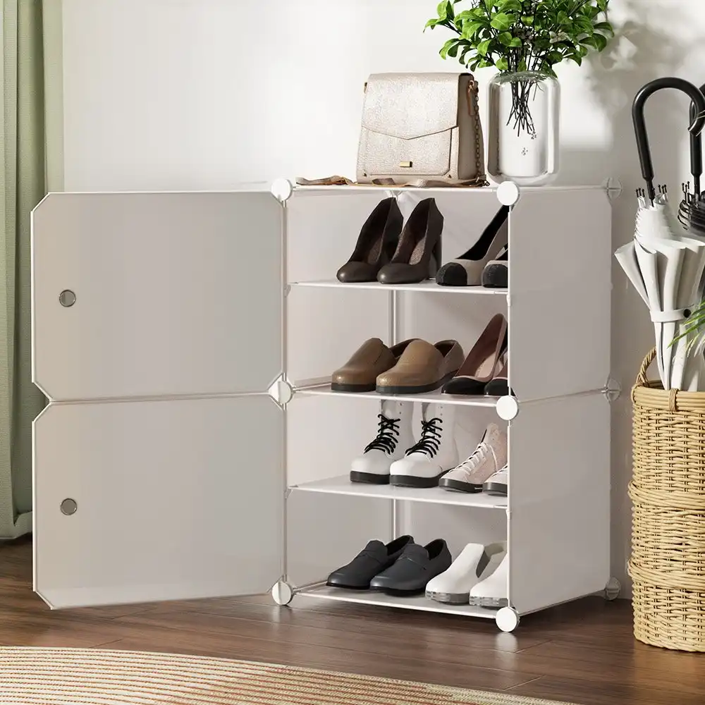 Artiss Shoe Cabinet DIY Storage Cube Shoe Box White 8 Pairs